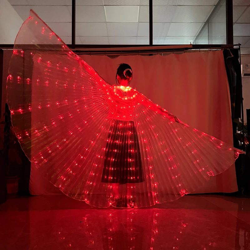 LED Belly Dance Fairy light wings Świecące jedwabne skrzydła motyla świecące taniec płaszcz ubrania dla kobiet dziewczyna kostium wydajności — zdjęcie 5