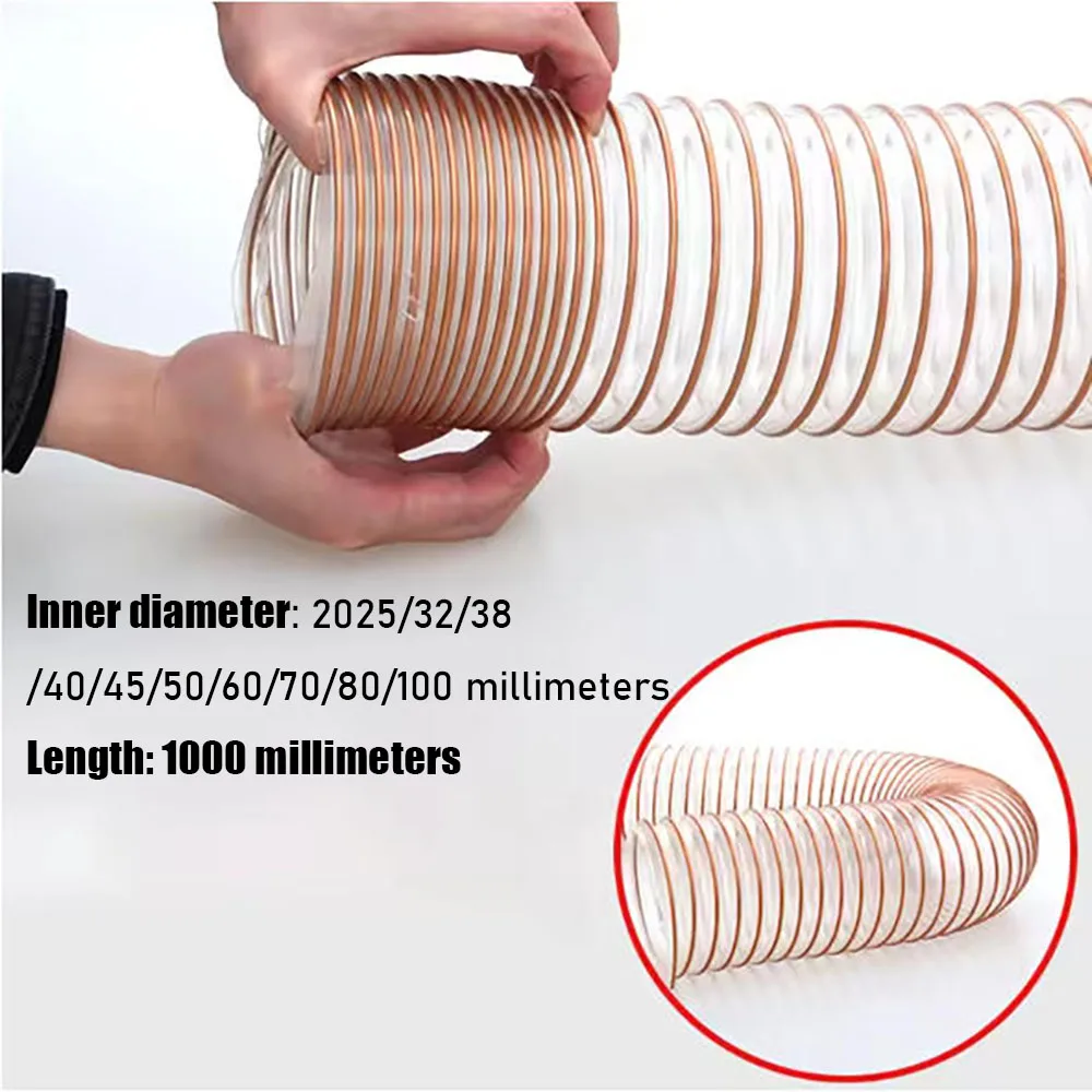 Transparent PU Vacuum Suction and Exhaust Hose with Inner Diameter of 20/25/32/38/40/43/45/50/6063/65/70/75/76/80/90/100 Mm