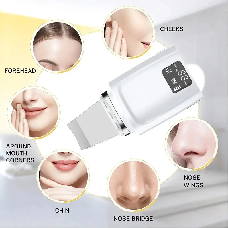 LCD-scherm Skin Scrubber Comedondrukker Sonic Face Skin Cleaning Peeling Device Comedo Extractor Facial Ion Shovel