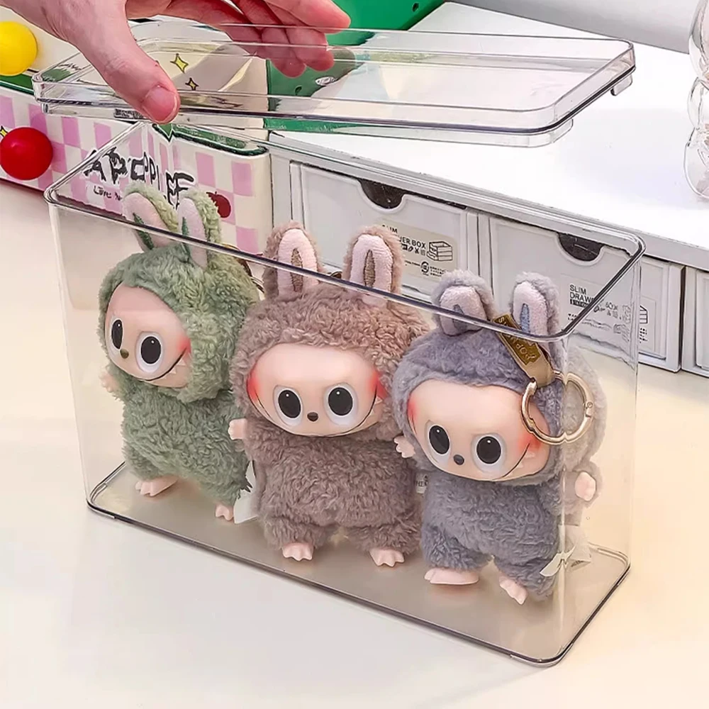 

Коробка для дисплея, подходящая для ящика для хранения Labubu, прозрачные коробки для дисплея, органайзер для кукол, настольный пылезащитный шкаф для дома