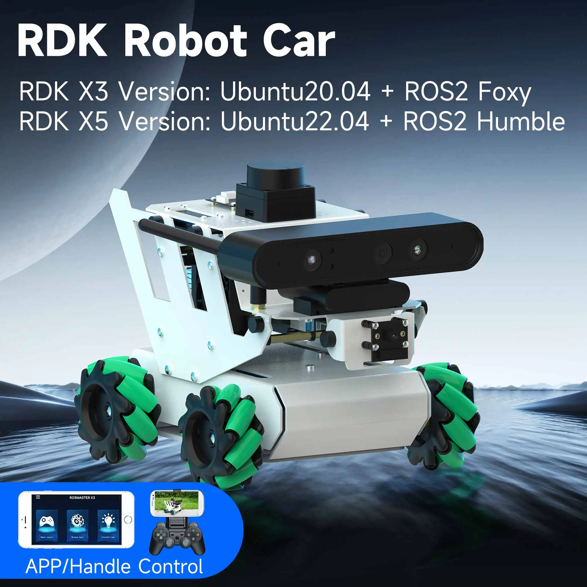 RDK ROS2 AI Educational Robot Car with Mecanum Wheel SLAM Mapping Navigation Aluminum Alloy Structure DIY Electronic Kit