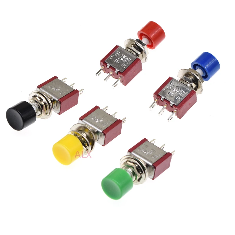 1Pcs 3Pin C-NO-NC 6mm Mini Momentary Automatic return Push Button Switch ON-(ON) 2A 250VAC/5A 120VAC Toggle Switches PS-102