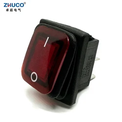 1PC KCD4-201NF-4P-R 220V Red LED 28X21mm Mounted ON-OFF 4 Pins DPST Snap-in Waterproof Sealed Power Rocker Switch 15A/250VAC