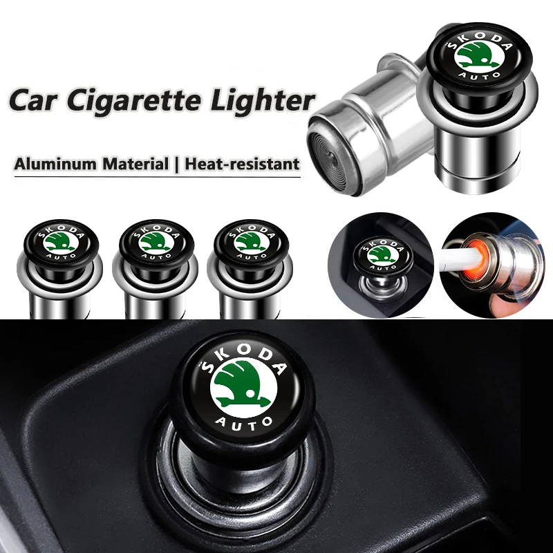 

Car Cigarette Lighter Cover Alloy DustProof Decoration Cap Accessories For Skoda Octavia Rapid Kodiaq Karoq Fabia Kamiq Superb D