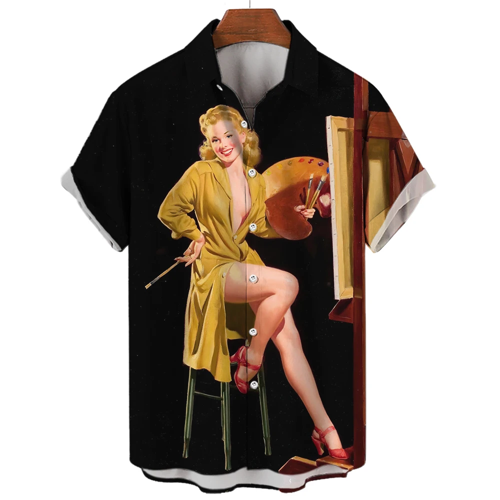 เสื้อฮาวายเซ็กซี่ร็อคผู้หญิงสไตล์ฮิปฮอปมอนโรแขนสั้นพิมพ์ลาย3D เสื้อทรงหลวมเสื้อใส่เดินชายหาดแบบลำลองเสื้อผู้ชายเสื้อเชิ้ตเสื้อผ้าแนวย้อนยุค