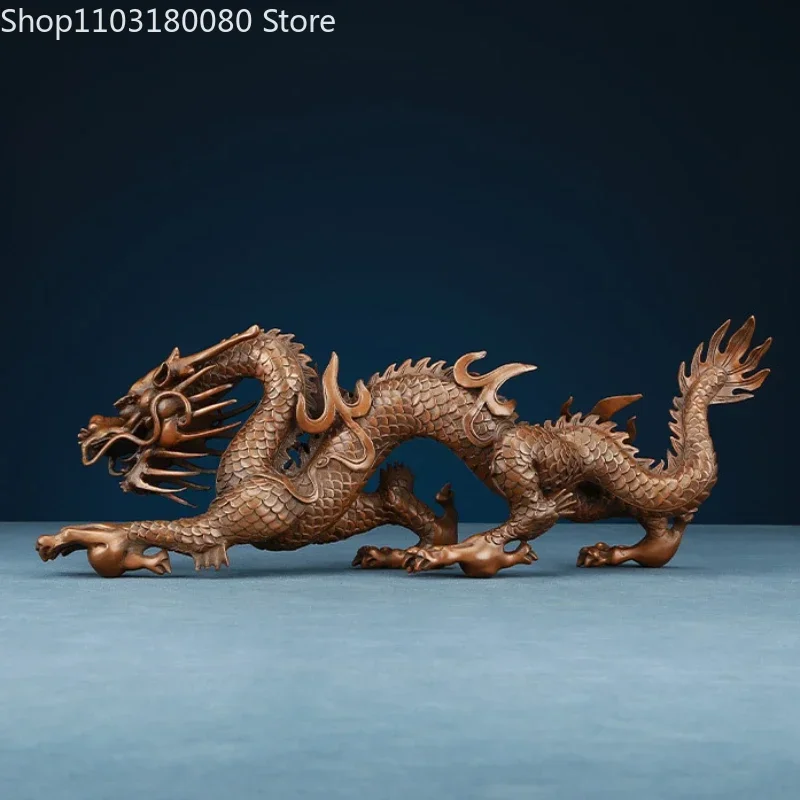 Red Copper Carving Flood Dragon Statue Sculpture Chinese Fengshui Decor Large,57cm,45cm