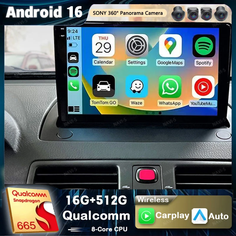 Android 16 Carplay Car Radio For Volvo XC90 XC 90 2004 - 2014 Multimedia Video Player Navigation GPS Stereo 2Din Head Unit Auto