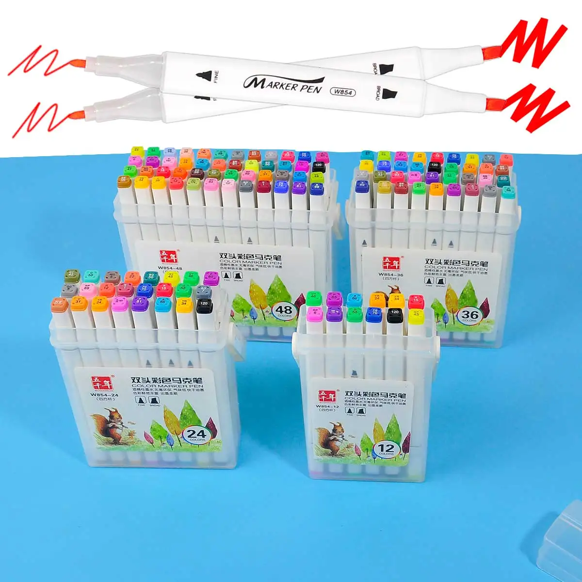 

Ultra Clean Washable Marker Set with Portable Box Dual Tip Coloring Acrylic Paint Markers for Kids Holiday Gifts Art Supplies 3+