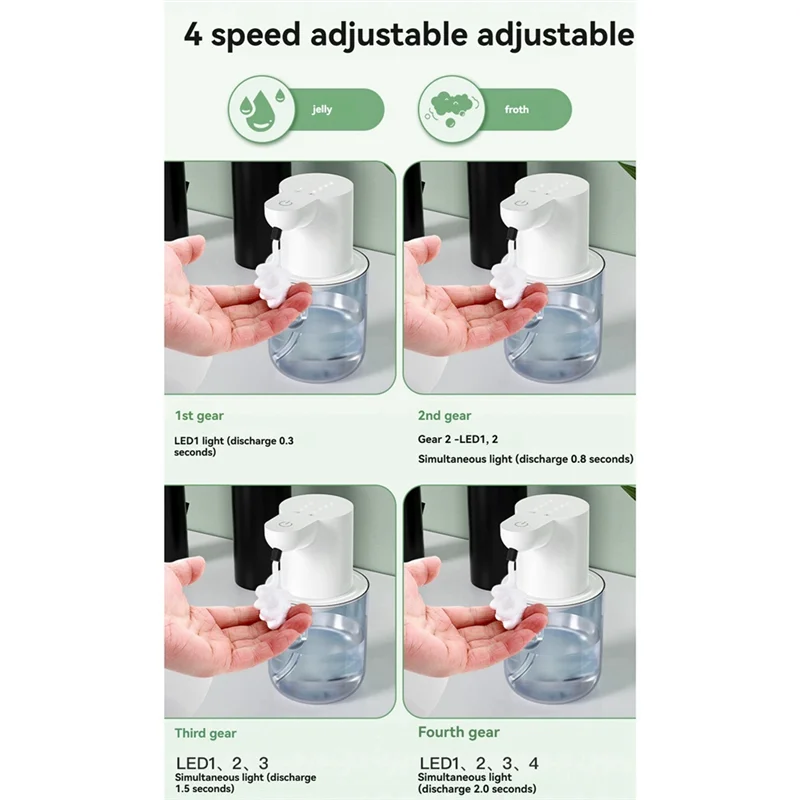 

ABKD 400 мл автоматический дозатор мыла, инфракрасный датчик, 4 регулируемых режима, водонепроницаемый, идеально подходит для дома, кухни, ванной комнаты