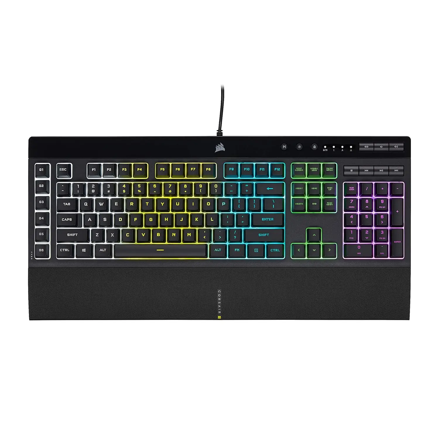 RGB Pro Gaming Keyboard with IP42 Dust/Spill Resistance, 6 Macro Keys, iCUE Compatible for PC/Mac/Xbox - Black