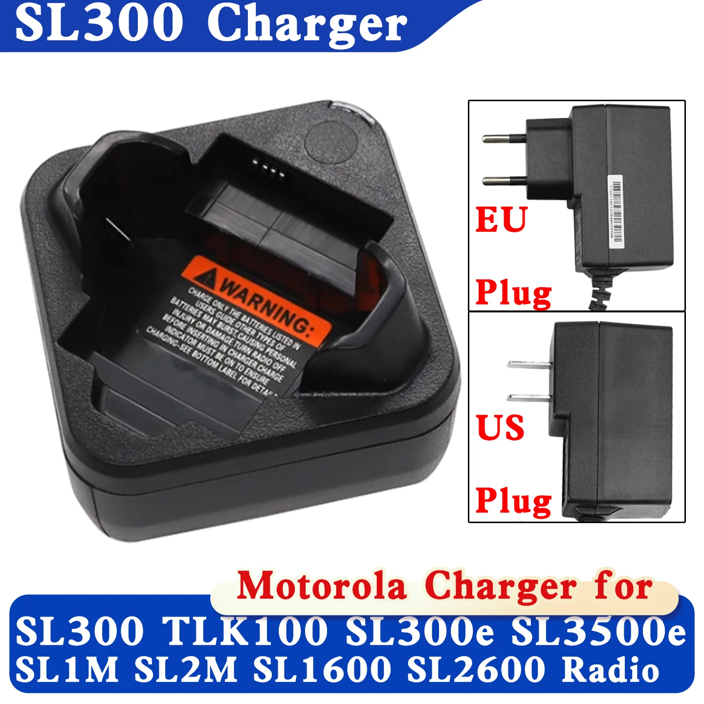 PMLN7109A PMLN7109 Battery Charger for Motorola SL300 TLK100 SL300e SL3500e SL1M SL2M SL1600 SL2600 Radio Fit PMNN4468A PMNN4468