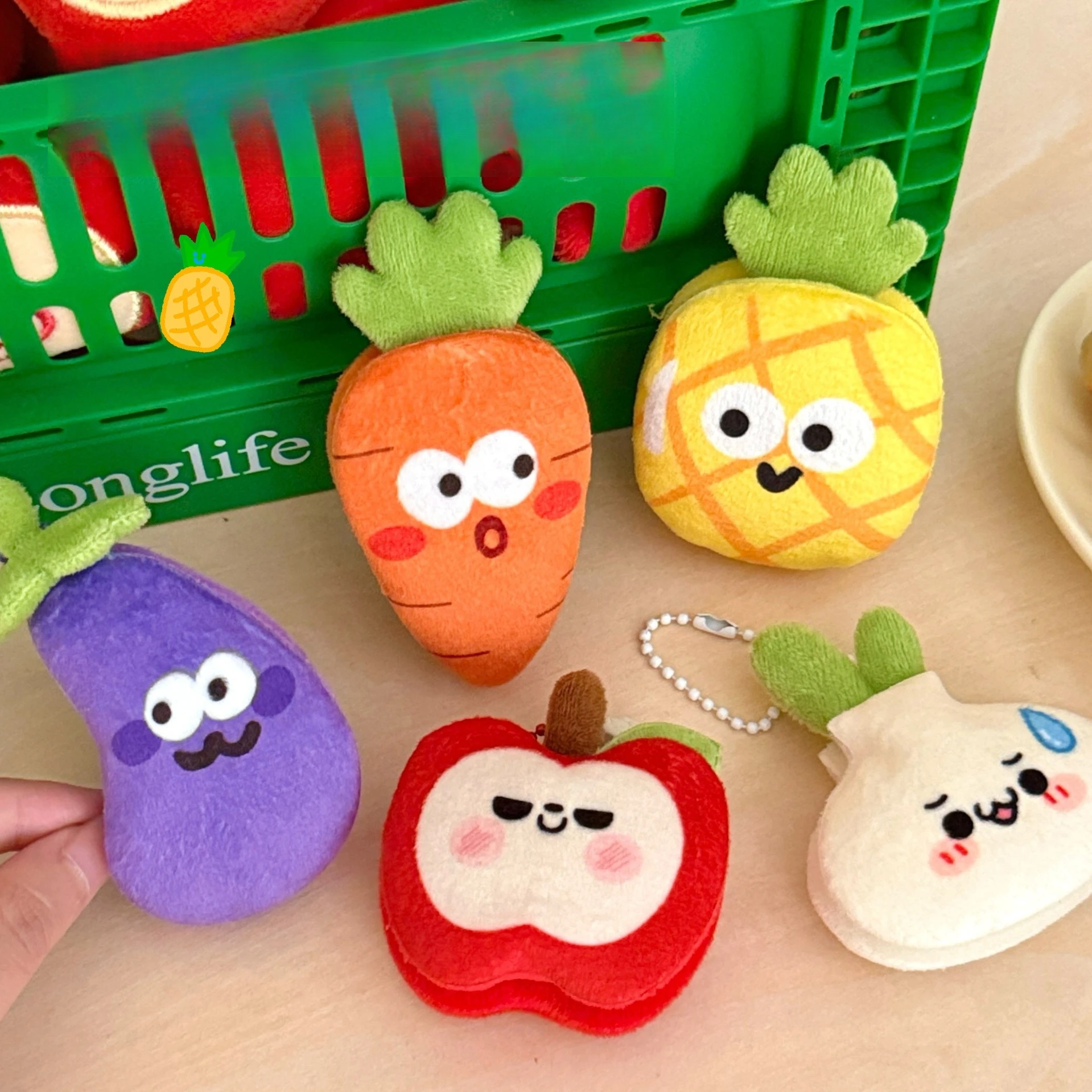 1/6 Pcs Creative food toy figurine pendant, versatile fruit keychain, hanging decoration, delicious food plush bag accessories