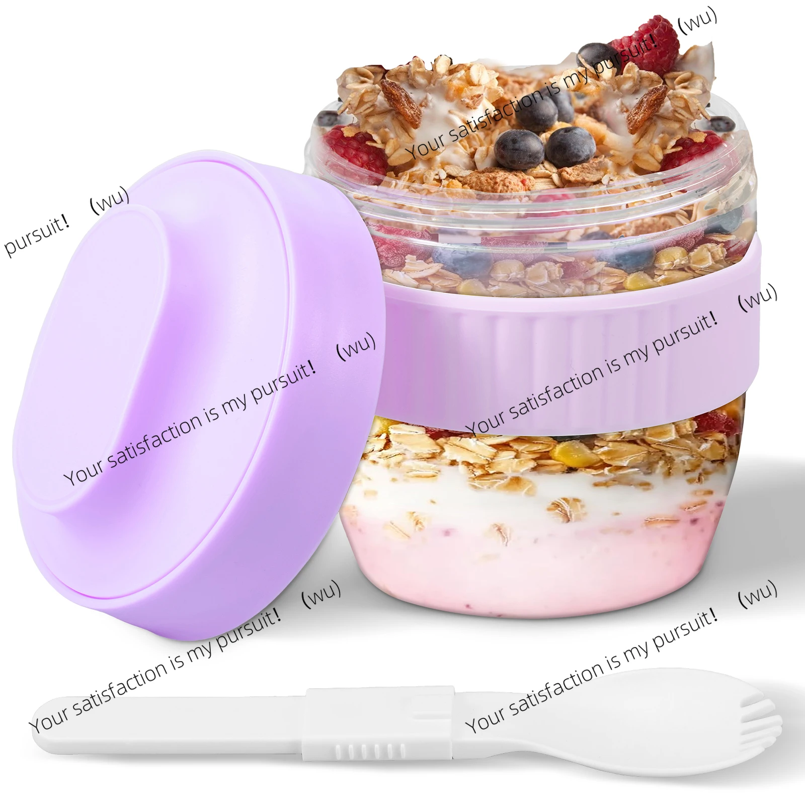 Meal Prep Overnight Oats - Double Layer Overnight Oats Container with