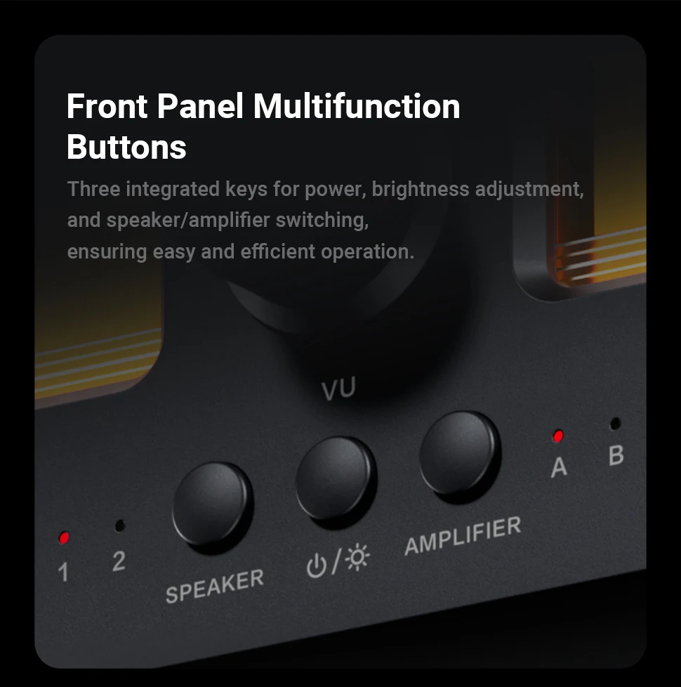 Fosi Audio LC30 Verstärker Lautsprecher Umschalter 2-in-2 Out Dual Analog VU Meter Audio Umschalter Box mit DB Panel Display mit Fernbedienung – Detail 10