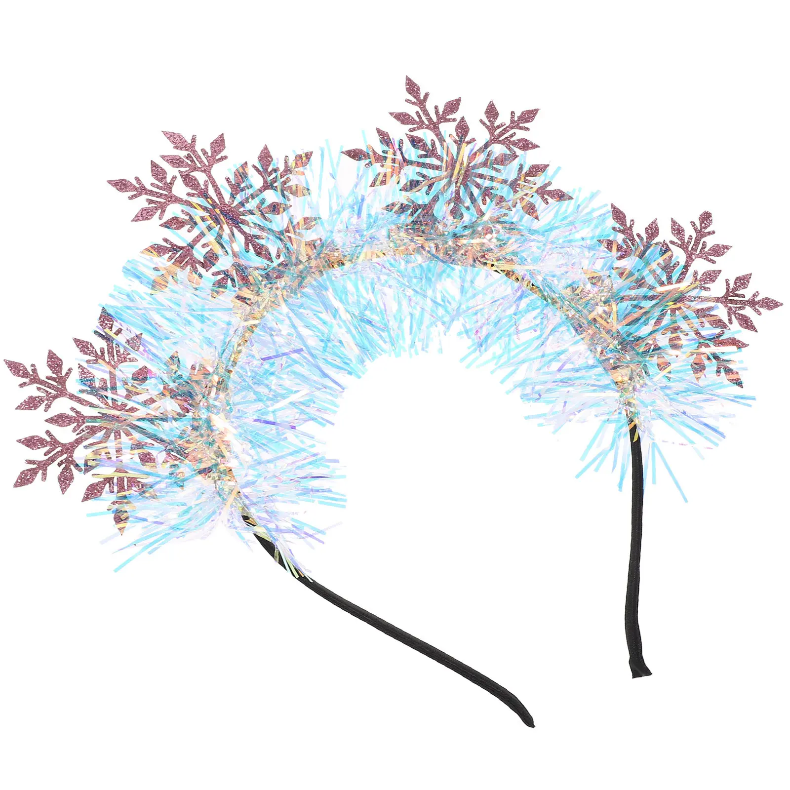 Xmas Headband Christmas Decorations Glitter Headbands Pink Decorative Snowflake Hairband