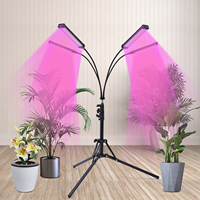 Plant Lamp LED with Stand, Full Spectrum Plant Light Growth Lamp, 4 Head with Triple Stand for Greenhouse Cultivation