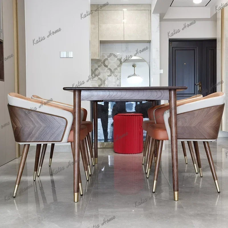 LSNordic Style Dining Chair Armchair Wooden Finish Comfortable Seat Luxury Modern Kitchen Furniture High Quality Living Room Cha