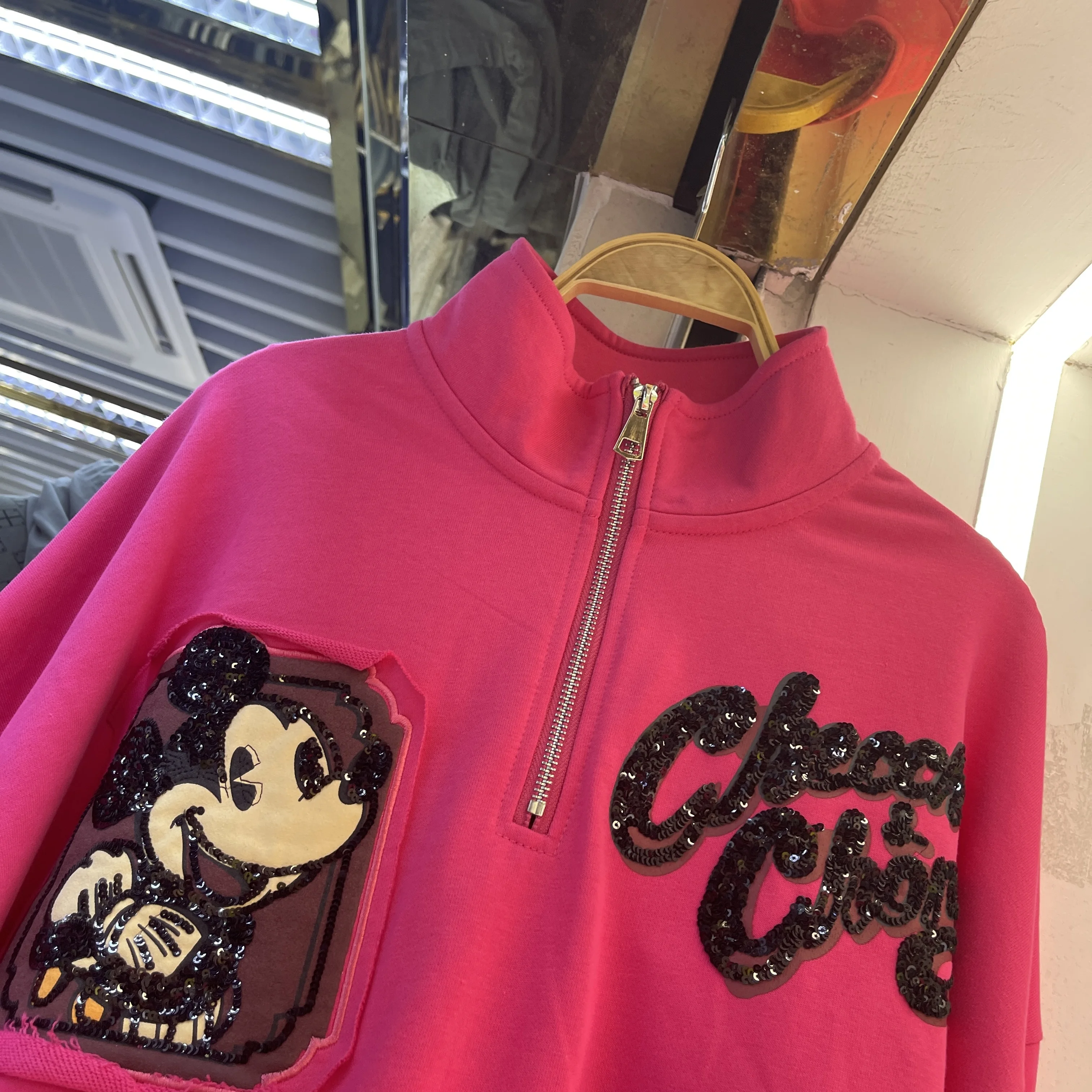 2025 Spring and Autumn New Korean Style Loose Versatile Zip Up Pullover Top for Women Long Sleeve Stand Collar Short Sweatshirts