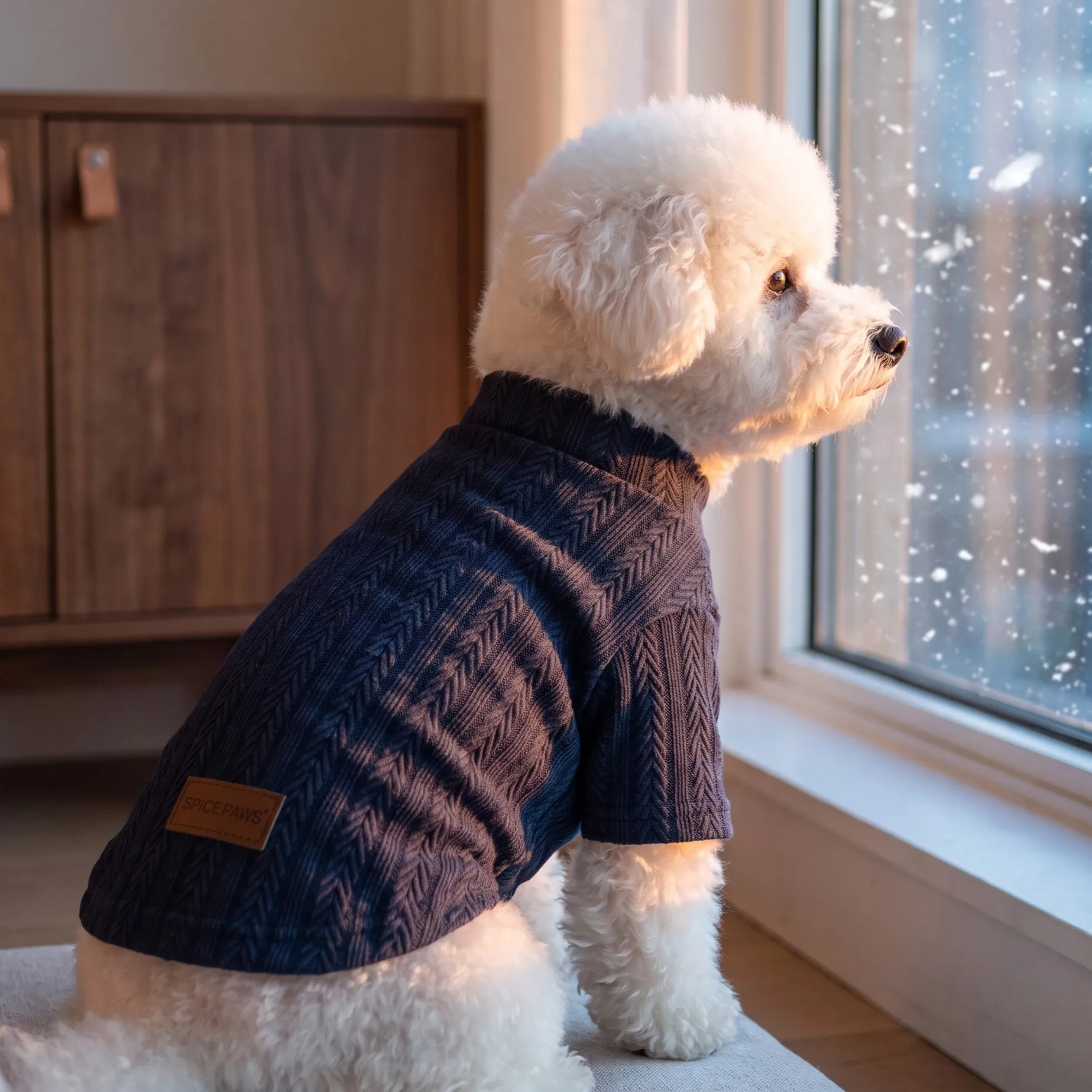Hundepullover, Rollkragenpullover für Haustiere, gestrickte Hundekleidung mit Blumenmuster, Unterhemden für kleine und mittelgroße Hunde. – Detail 10