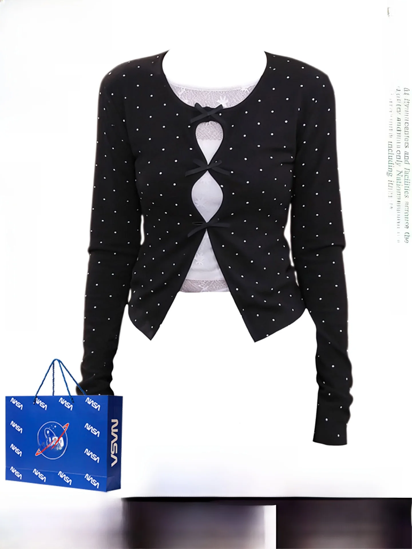 

Retro Korean Sle Long Sve T-irt Women's Spring Autumn Polka Dot Lace Patchwork Slimming Top Fake Two-Piece Design