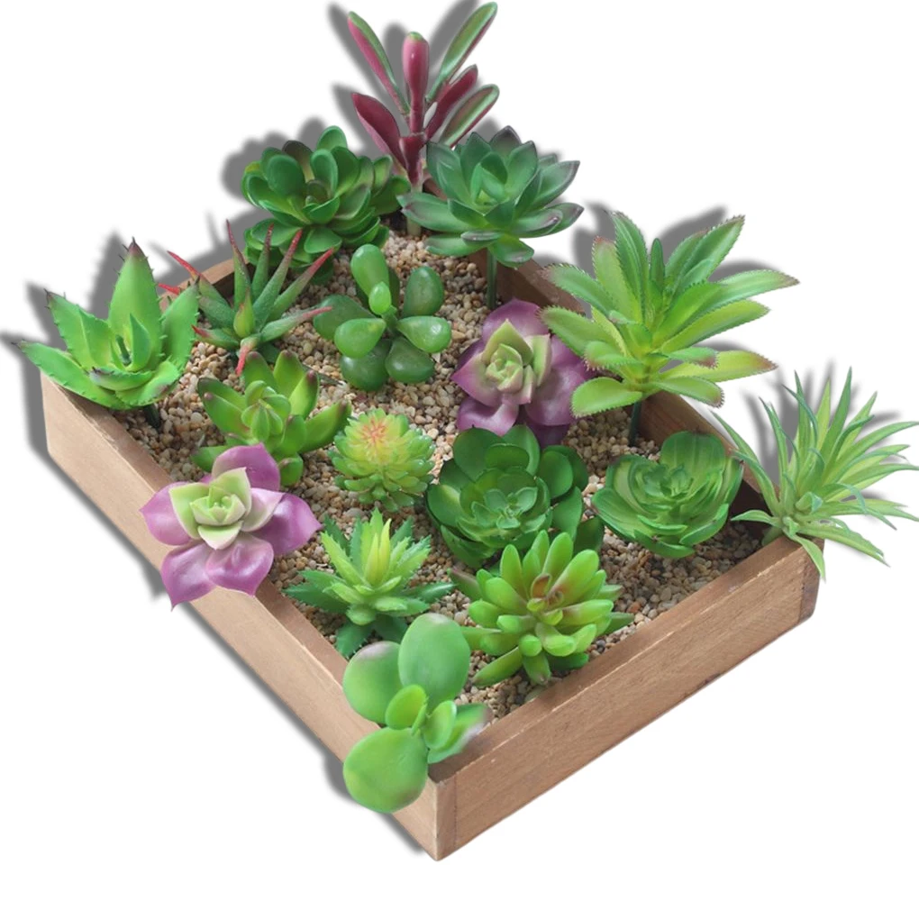 12 Stuks Mini Kunstmatige Sappige Plant Decoratie Ongepot Simulatie Planten Buiten Tuin Feest Kleur Willekeurig