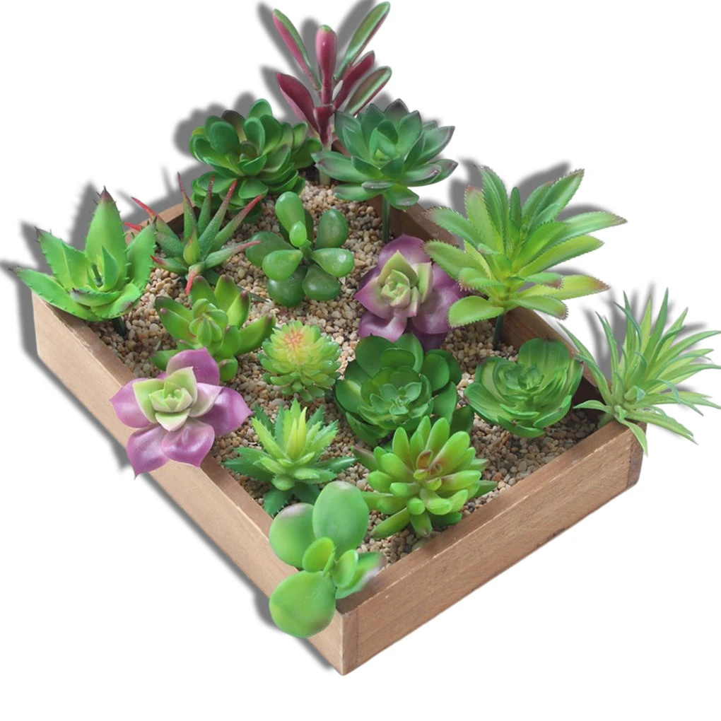 Mini Decoração de plantas suculentas artificiais, Simulação Unpotted, Festa de jardim ao ar livre, Cor aleatória, 12 pcs