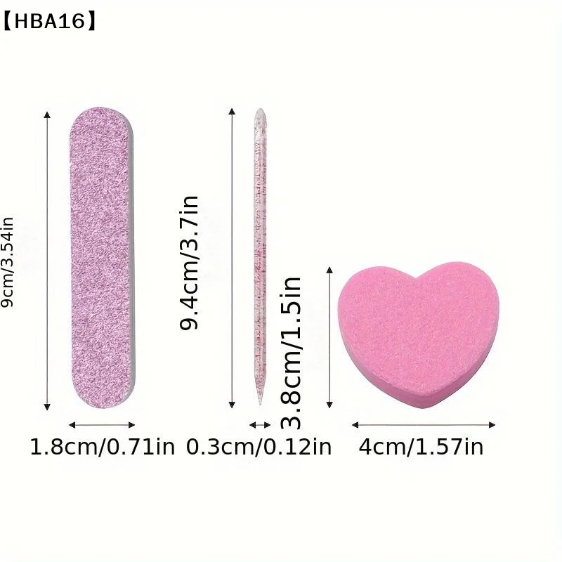 10Set Manicure Tool Set With Crystal Dotting Pen Heart-Shaped Block & Wood File For Nail Polishing And Shaping Care Accessories