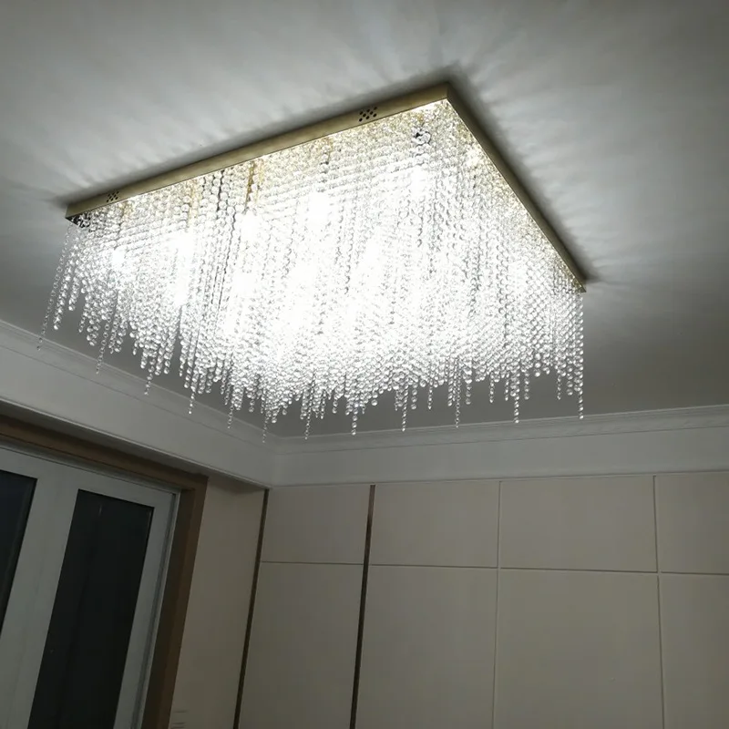 

Round living room crystal chandelier luxury gold home decor ceiling light fixture square design bedroom led cristal lamp