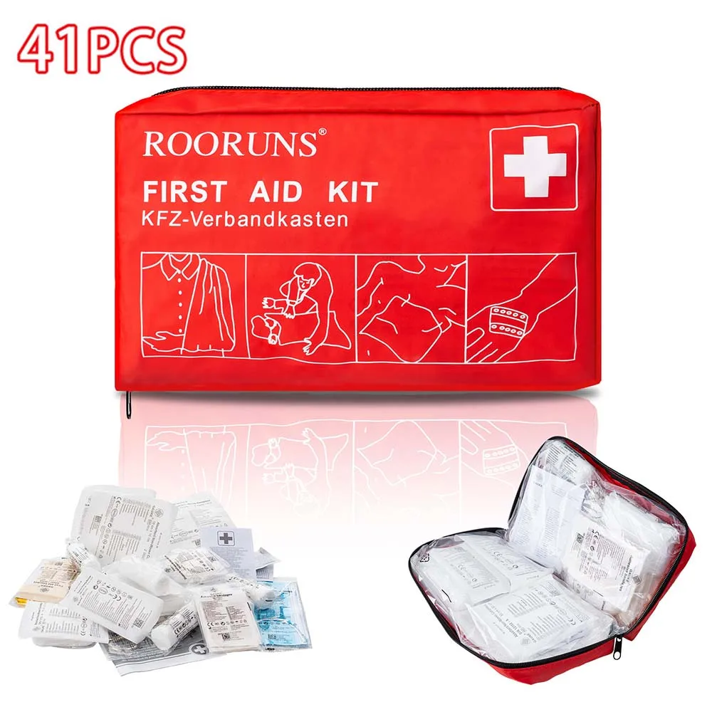 

Compact First Aid Kits, 41pcs Lightweight Emergency Package for Home, Travel, Office, Car, Outdoor Camping & Hiking