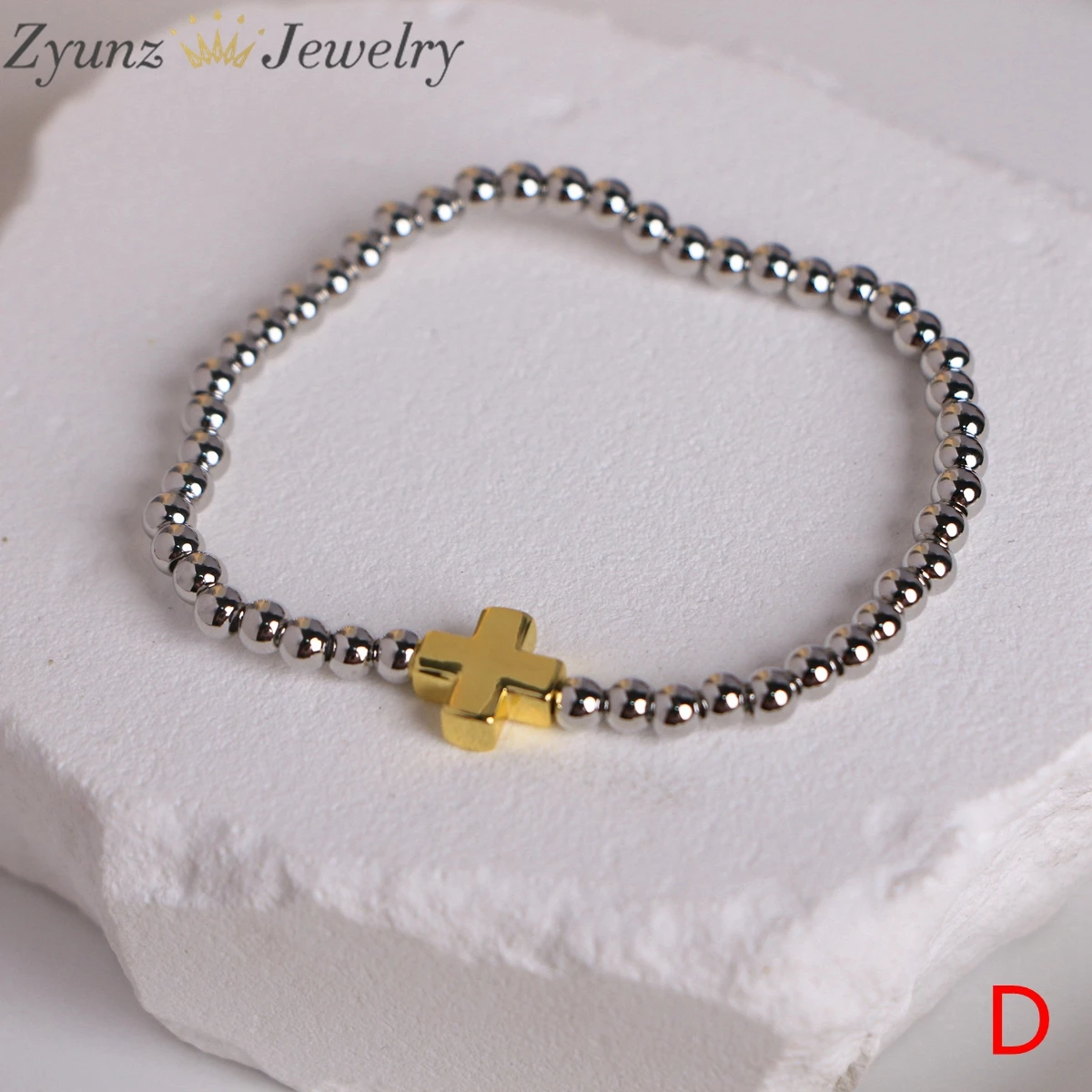 5PCS, Gold Silver Color Beads Chain Cross Heart Bracelets for Women Gold Plated Stackable Jewelry Friends Gifts