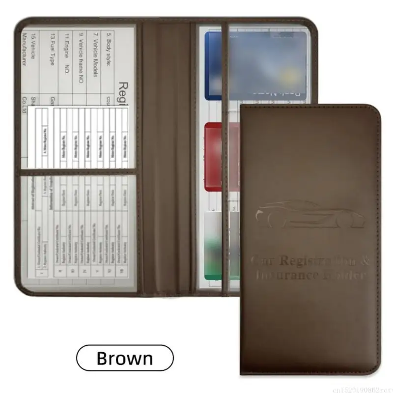 D5BB 防水車ドキュメントオーガナイザー レザー車両登録ホルダー 5x9.56インチ