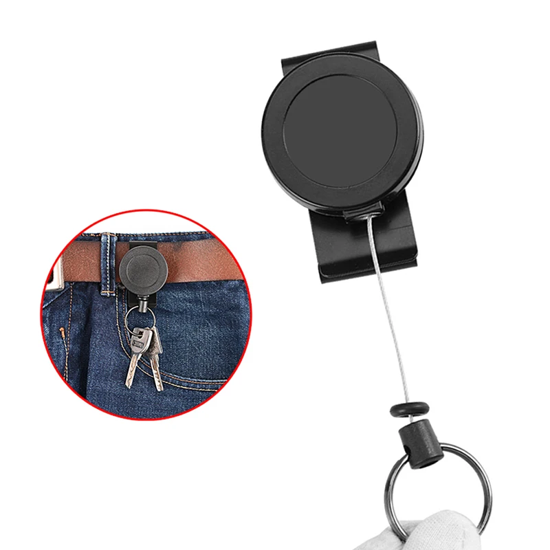 Retractable Keychain Badge Holder Reel with Multitool Carabiner Clip Heavy Duty Key Ring Steel Wire Lanyard Name Tag Stationery