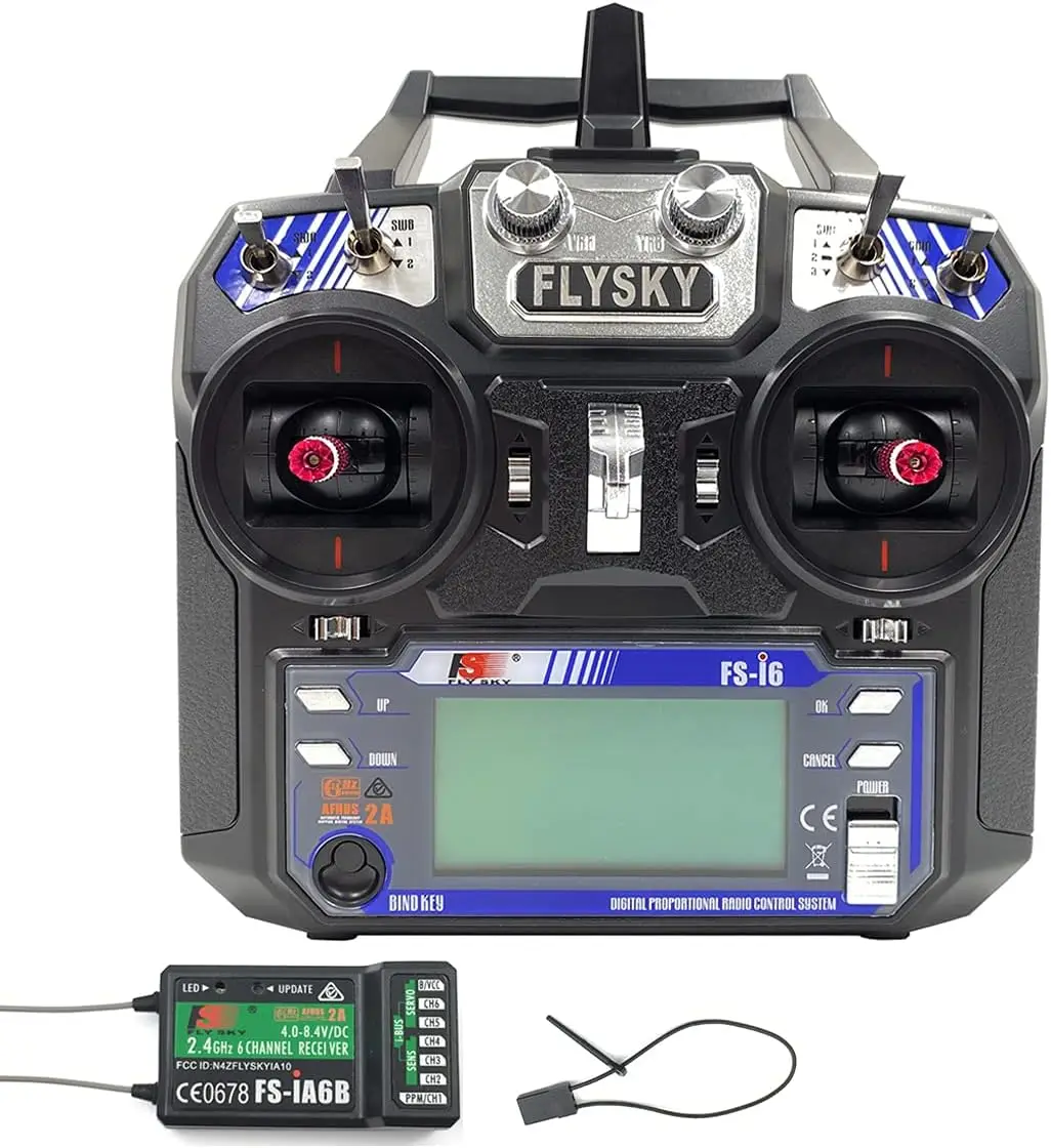 FS-i6 RC Transmitter w/FS-iA6B Receiver 6CH 2.4G for RC Multirotor | 6Channels 2.4GHz AFHDS2A Radio | PWM/PPM/i-Bus Output (Mode