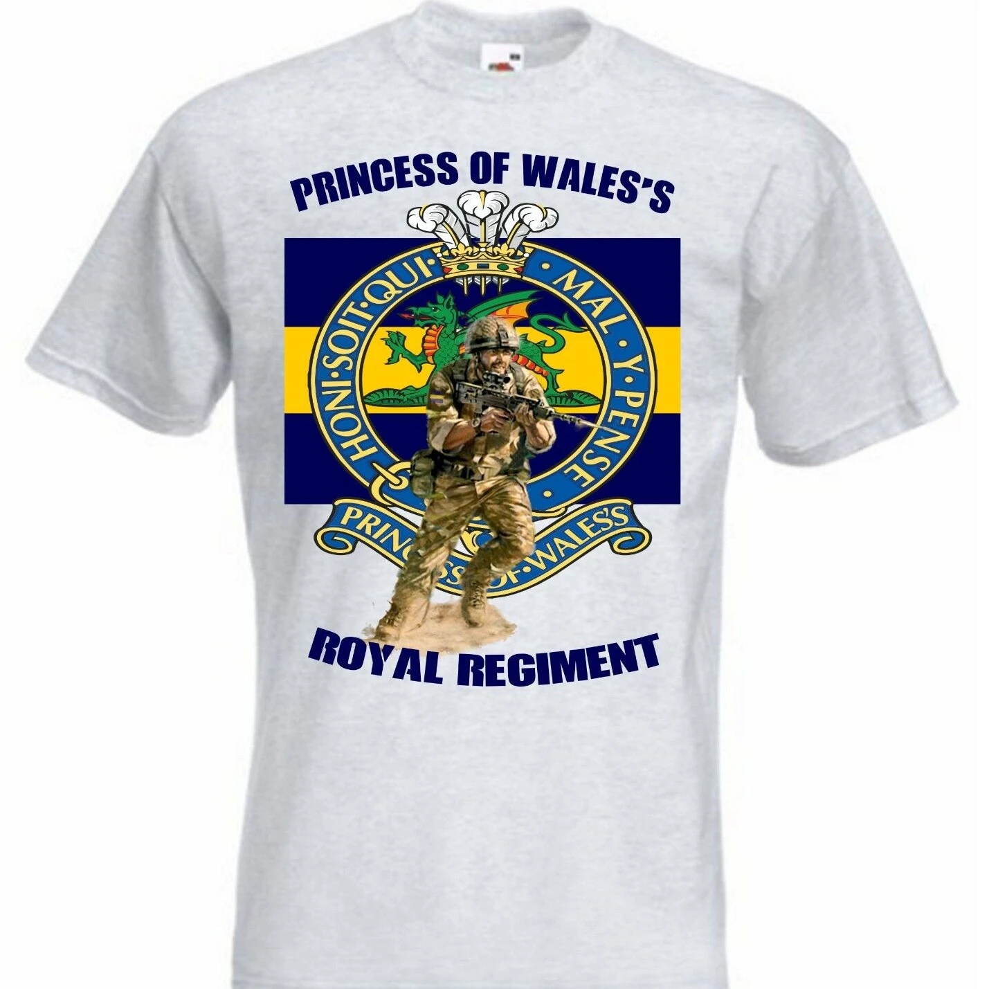 Princess of Wales's Royal Regiment T Shirt. Short Sleeve 100% Cotton Casual T-shirts Loose Top Size S-3XL