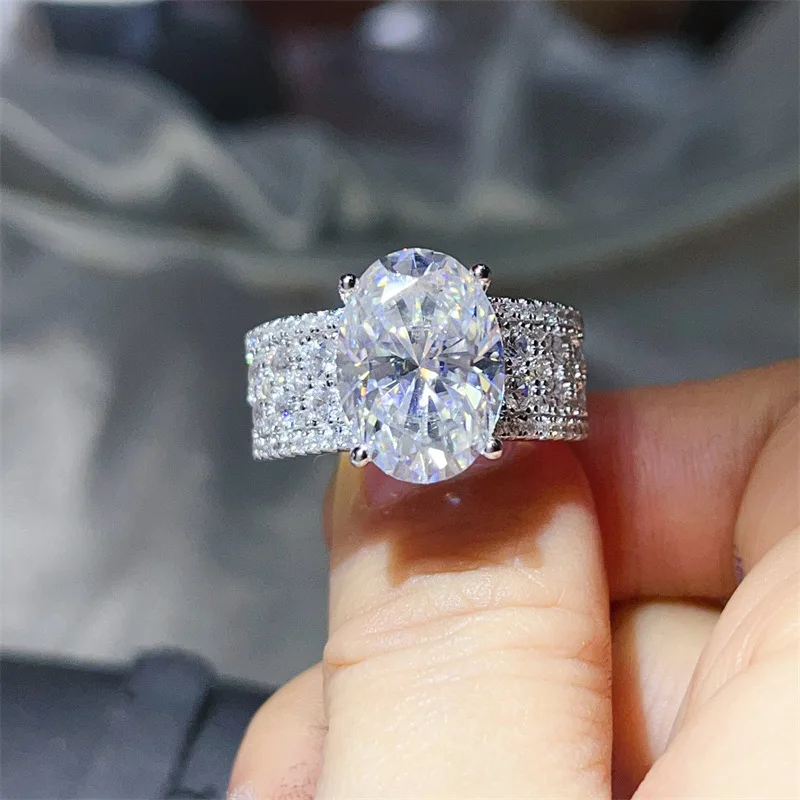 

Настоящее кольцо ручной работы с муассанитом и бриллиантом цвета D, 8 карат, стерлинговое серебро 925 пробы, вечерние обручальные кольца для женщин, обручальные украшения