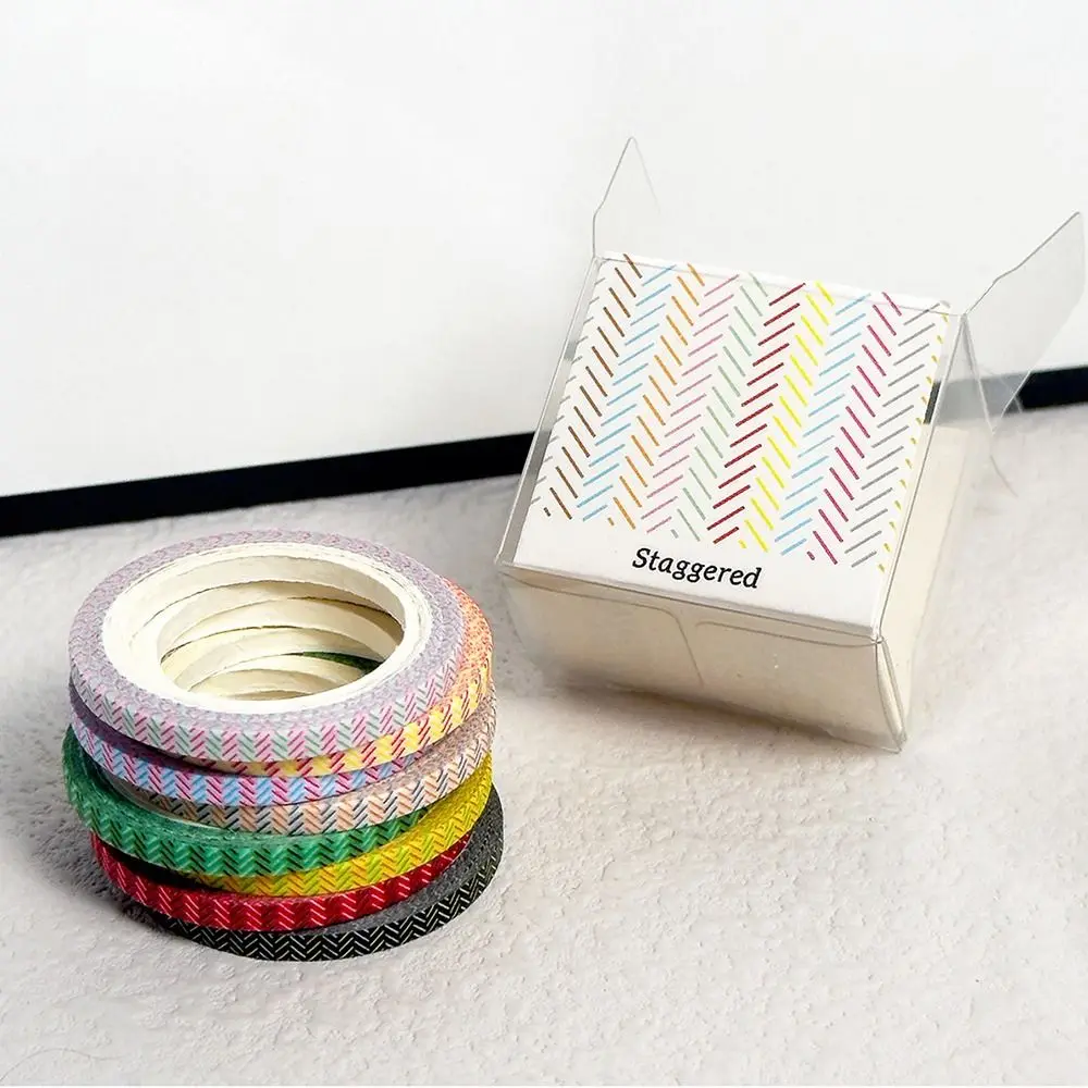

8 Rolls Minimalist Paper Artwork Decorative Tapes DIY 3MM Wide Grid Adhesive Tape 8 Rolls Decorative Sticker Roll Photo Album