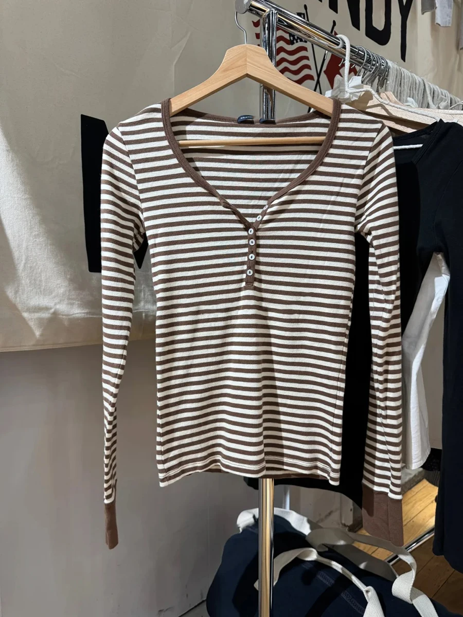 Roze Gestreepte Slanke Lange Mouw Tees Vrouwen Lente Casual Katoenen O-hals T-shirt Nieuwe Tops Kleding Zoete Leuke Vintage T-shirts Y2K