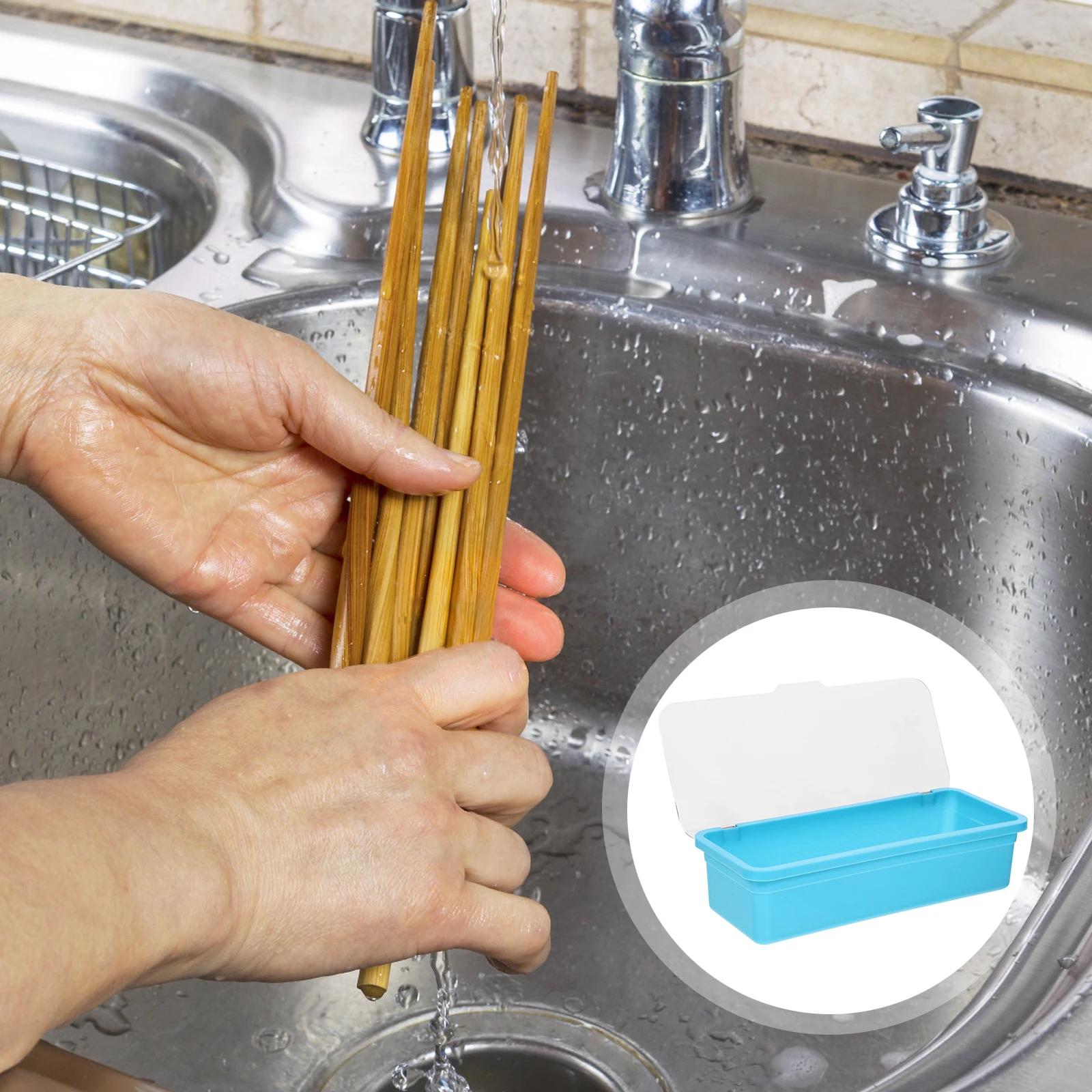 

Kitchen Chopstick Cutlery Drainer Basket Plastic Utensil Drying Rack Silverware Drying Rack Storage ContainerBracket
