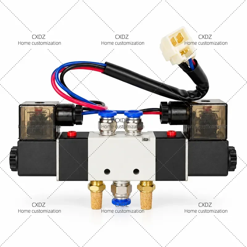 24V 4V220-08 Solenoid Valve with Wire Quick Connector for External Swing Bus Door Pneumatic System Replacement Part