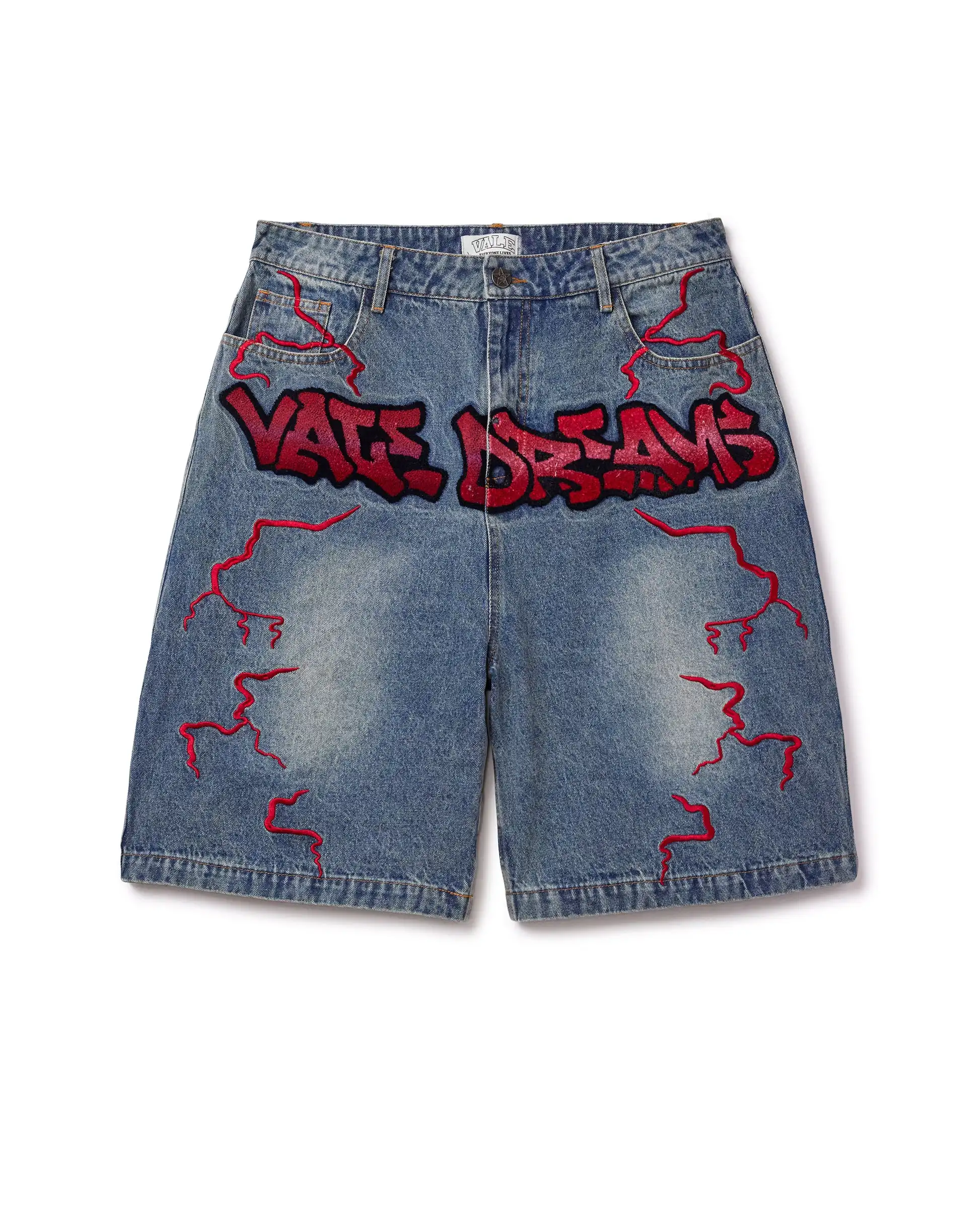 Hip Hop Retro Y2k Black and blue graffiti Jeans Cartoon Graphic Streetwear Denim Shorts Baggy Harajuku Gym Basketball Shorts Men