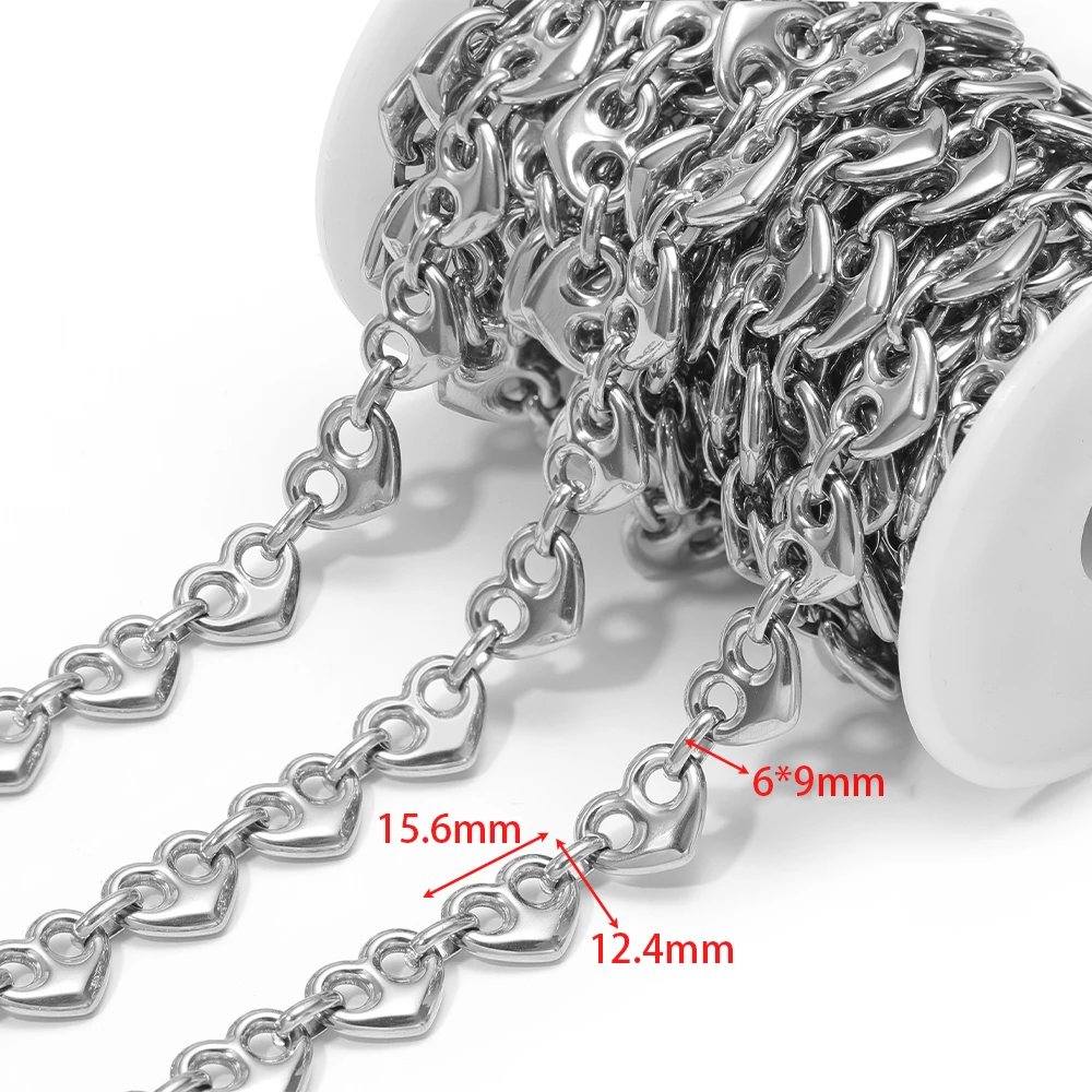 1 meter roestvrijstalen grote hartkettingen vergulde kettingen voor doe-het-zelf punk sieraden maken handgemaakte ketting armband benodigdheden