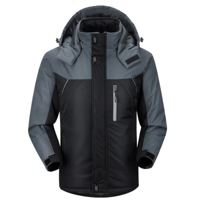 Man Cargo Jacket Winter Contrast Color Patchwork Stand Collar Male Down Coat Thicken Warm Long Sleeve Zipper Men Outerwear