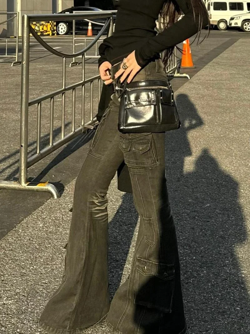 

Retro American Waed Multi-ket Work Pants Women Summer New Y2K Millennium Sle Hot Girl Loose Leggings Long Pants