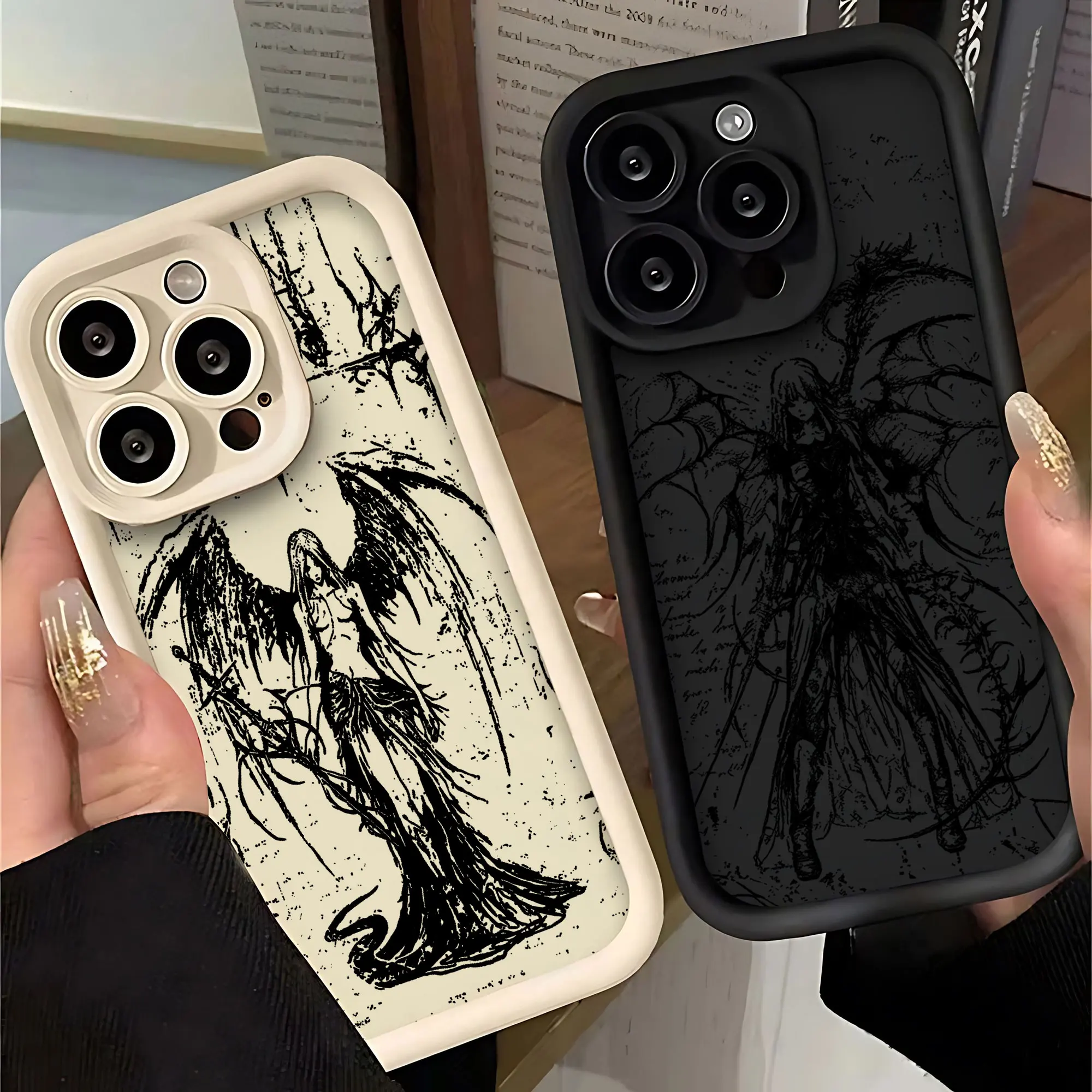 

luxury bloodsacrifice Black Angel Death demon Phone Case for OPPO A5 A7 A16 A17 A38 A53 A54 A55 A58 A72 A74 A76 A78 A94 A98 5G