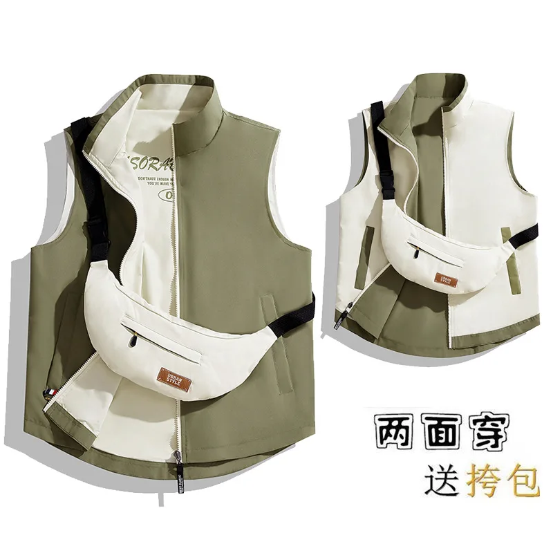 

Casual Vest for Men in Spring and Autumn Double-sided Waterproof Delivery Bag Outdoor Couple's Vest Loose and Versatile Jacket