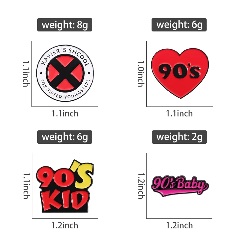 90's Baby Funny Slogans Collected Enamel Pins Custom Nostalgia 90s Kids Brooches Backpack Lapel Badge Jewelry Gifts For Friends