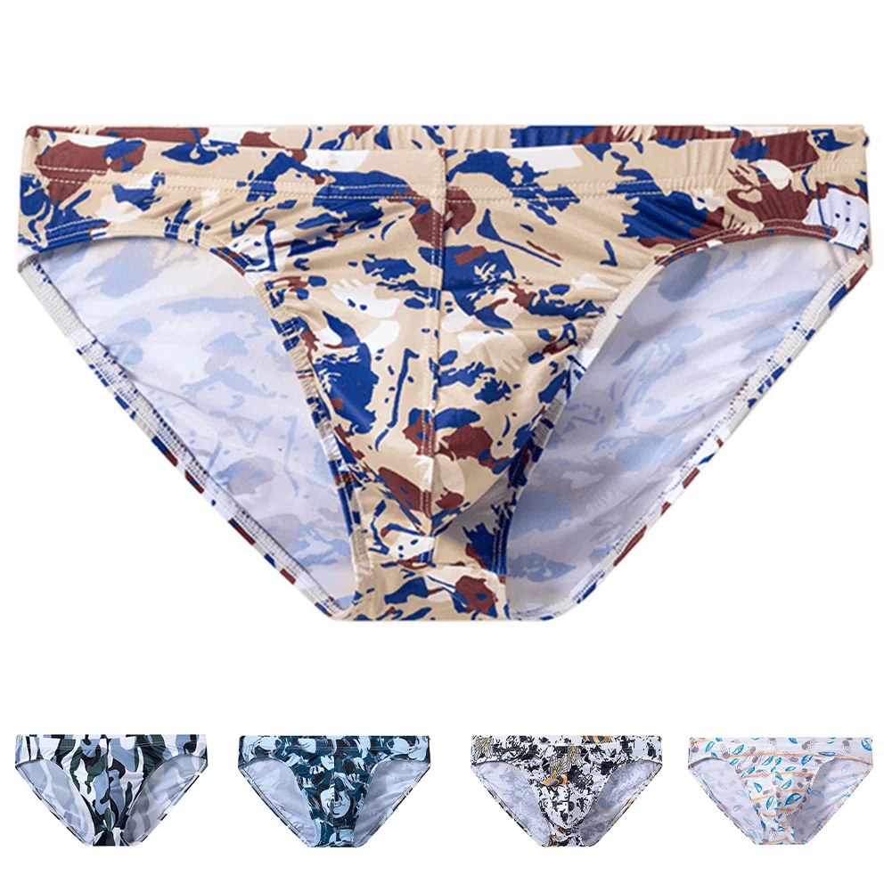 

Smooth Soft Elastic Panties Men Lightweight Underwear Low-rise U Convex Pouch Briefs Shorts Fashion Printed