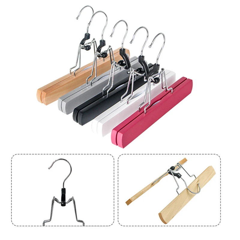 Non-Slip Wooden Pants Hangers, Pant Skirt Hangers,Solid Wood Hanger Clamp, Hair Extensions, Storage Wood