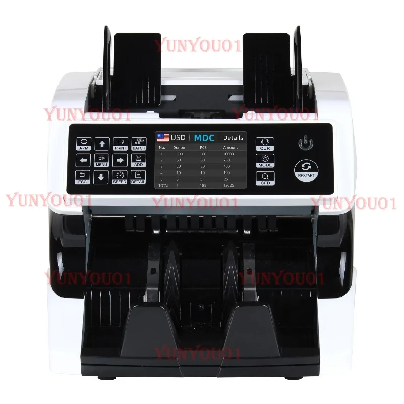 

AL-920 Mixed Denomination 2 CIS Authenticating Coin Counting Machine UV/IR/MG/MT Counterfeit Detection Currency Counter Machine