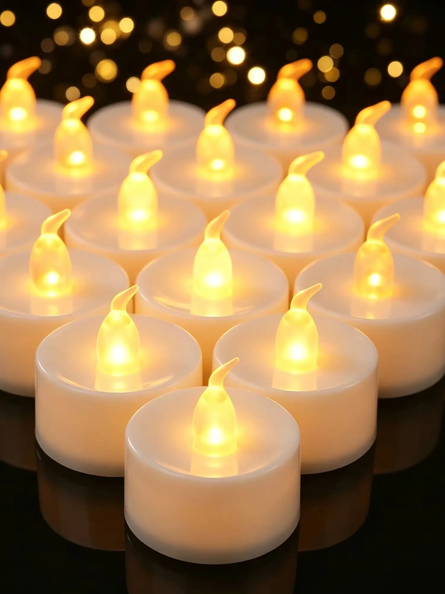 Flammenlose Teelichter 12/24 Stück Batterien Inbegriffen Flackerndes Helles Warmweißes oder Gelbes Licht Realistische LED-Teelichter